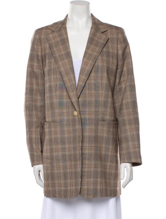 Lafayette 148 Wool Plaid Print Blazer