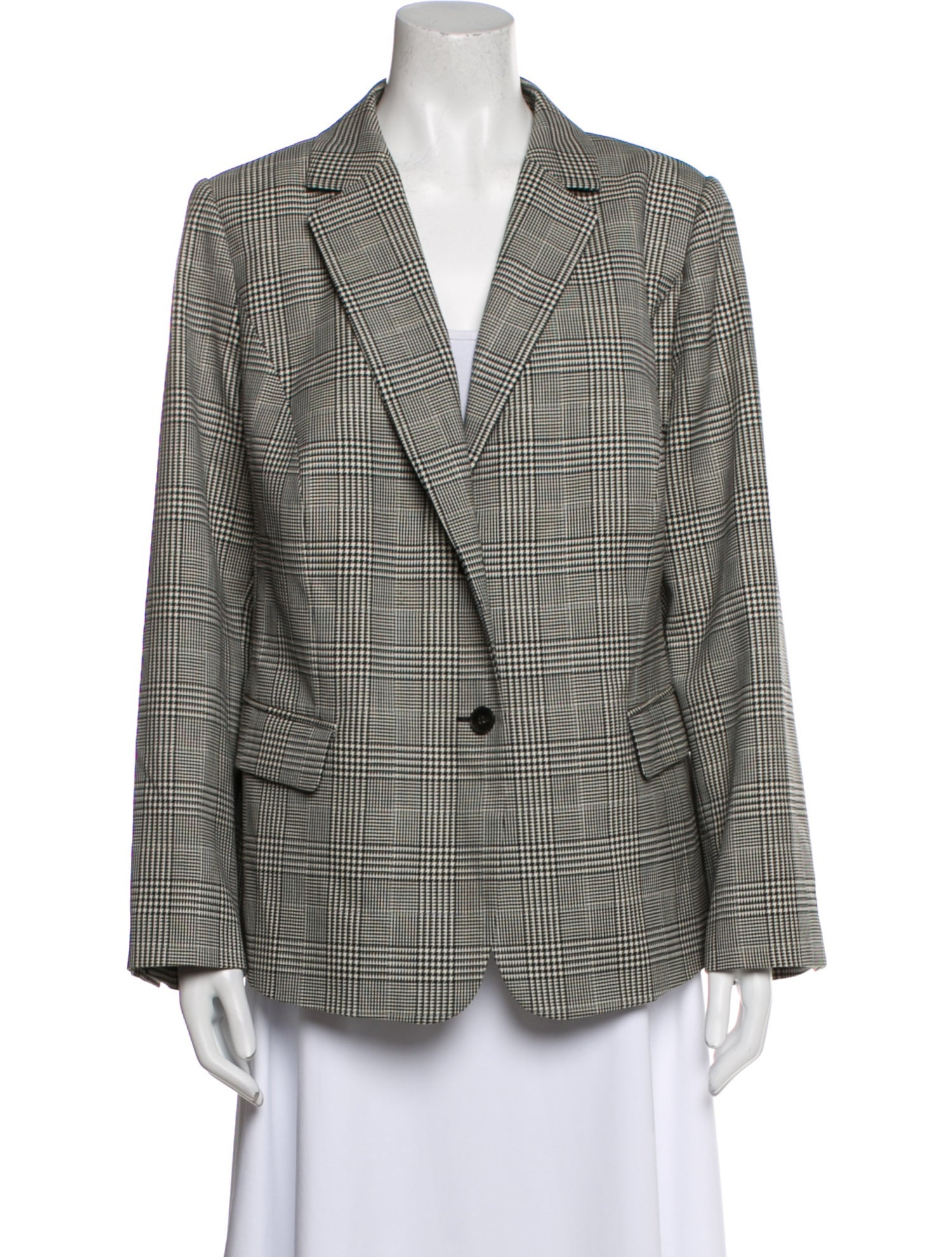 Lafayette 148 Wool Plaid Print Blazer
