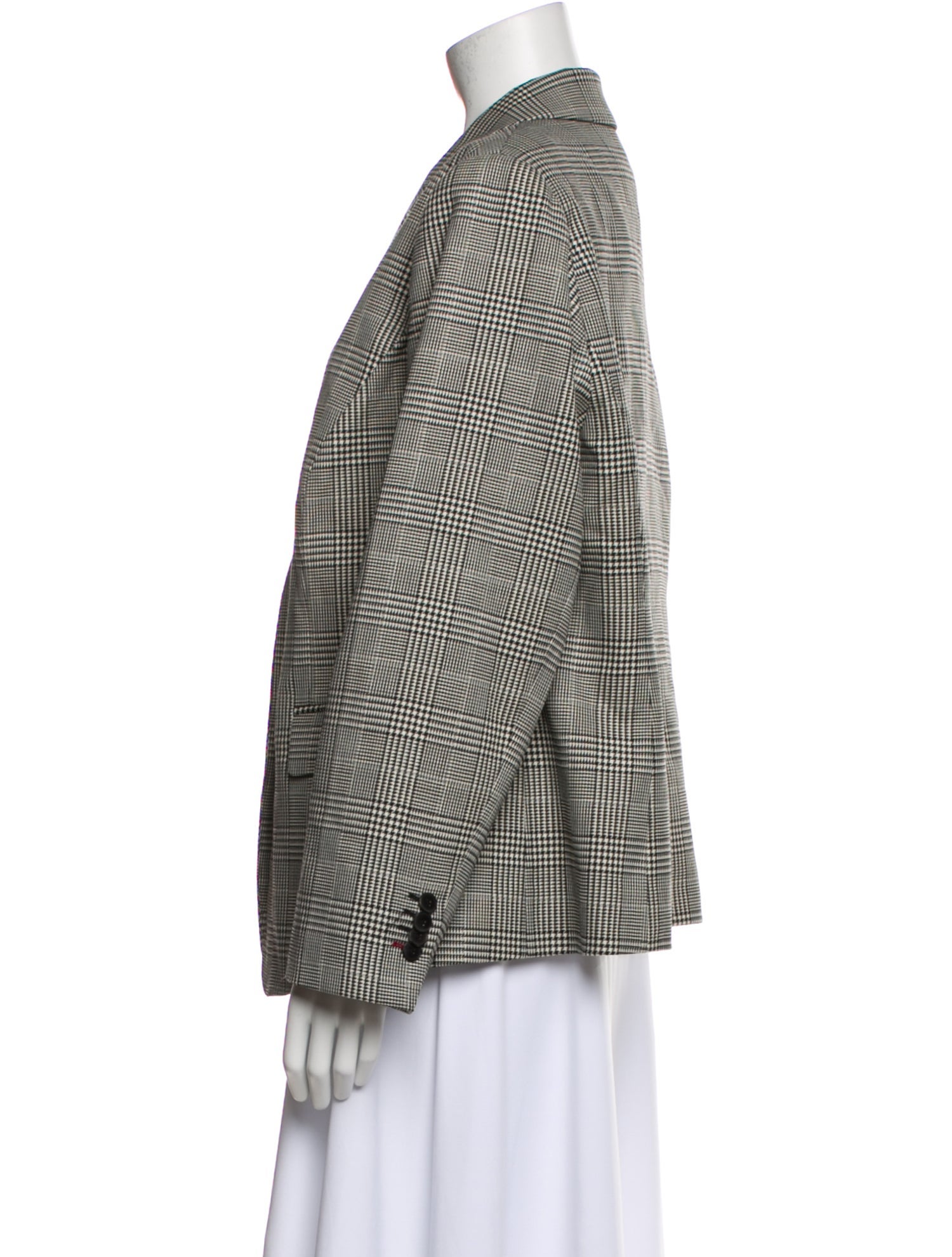 Lafayette 148 Wool Plaid Print Blazer