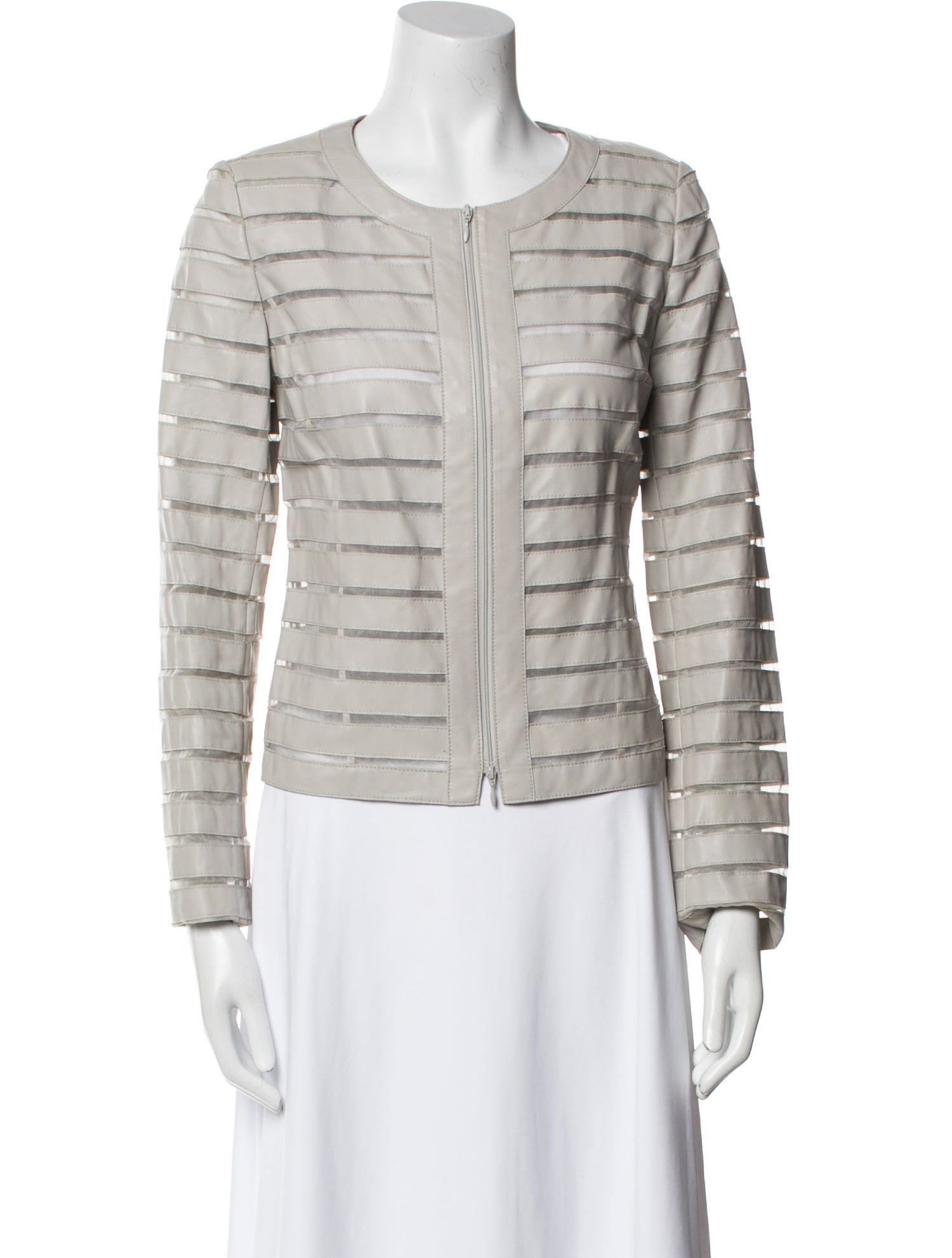 Lafayette 148 Leather Striped Jacket