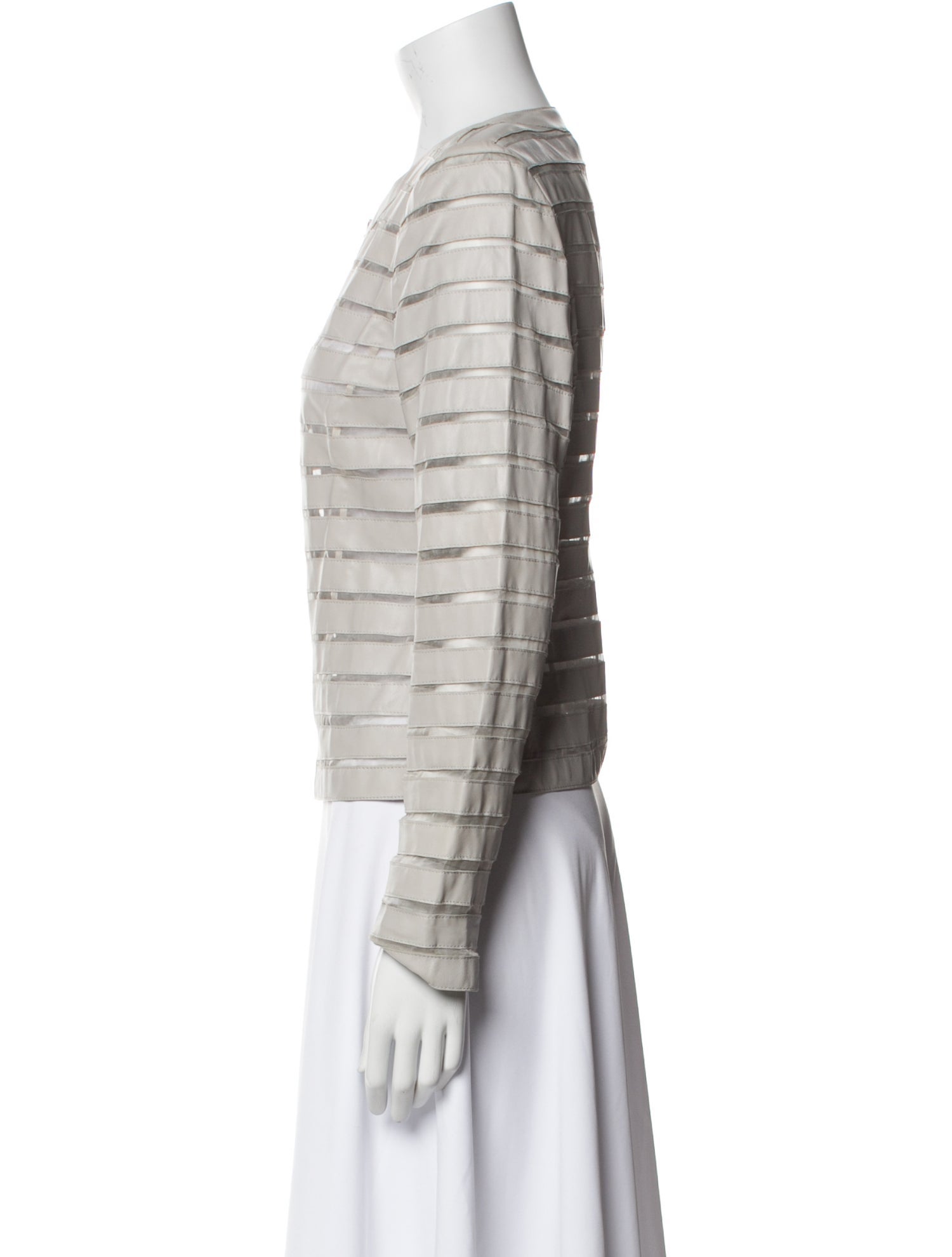 Lafayette 148 Leather Striped Jacket