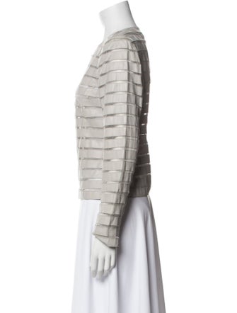 Lafayette 148 Leather Striped Jacket