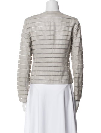 Lafayette 148 Leather Striped Jacket