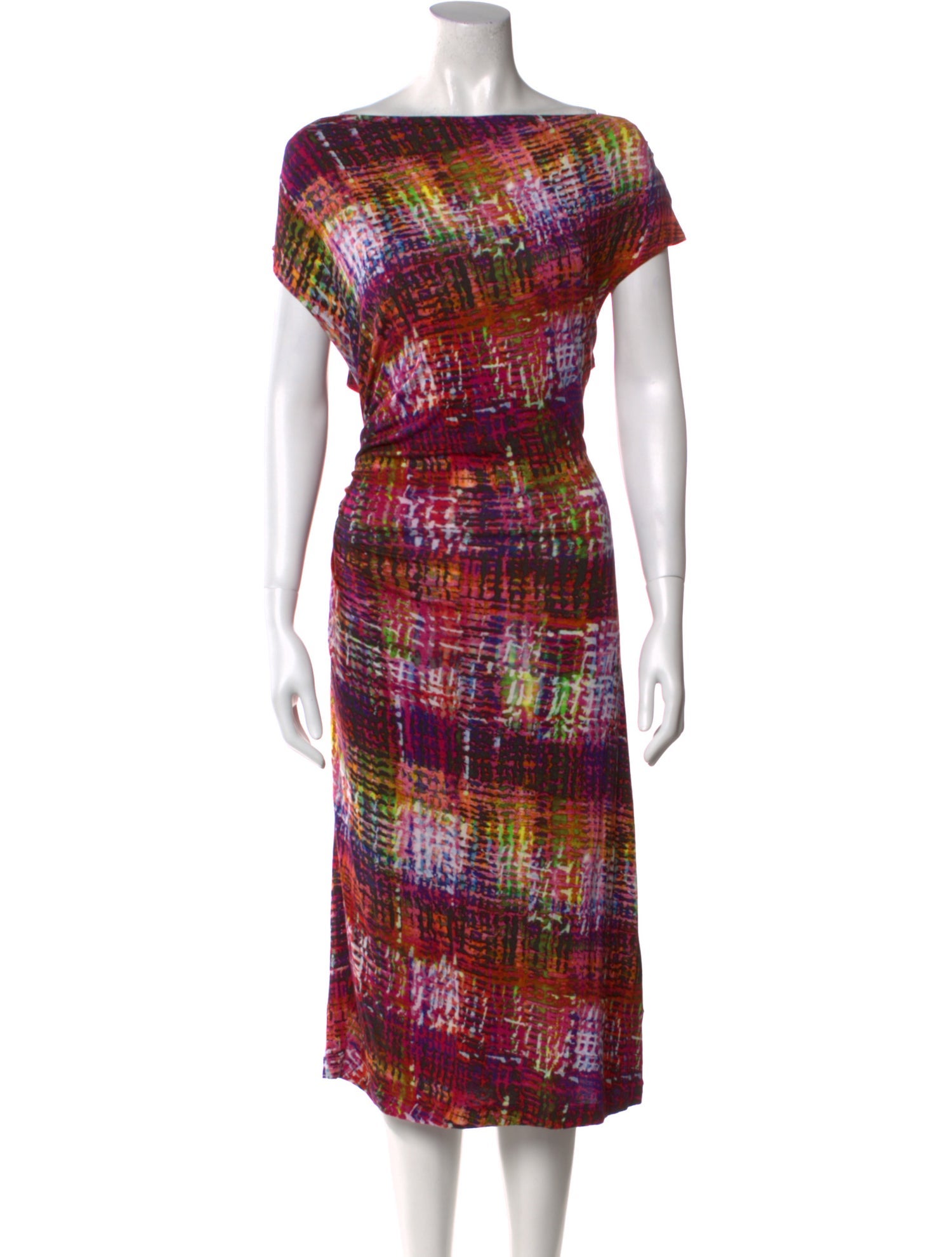 Lafayette 148 Plaid Print Midi Length Dress