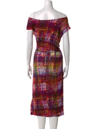 Lafayette 148 Plaid Print Midi Length Dress