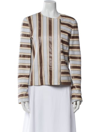 Lafayette 148 Leather Striped Evening Jacket
