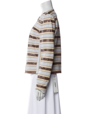 Lafayette 148 Leather Striped Evening Jacket