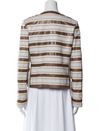 Lafayette 148 Leather Striped Evening Jacket