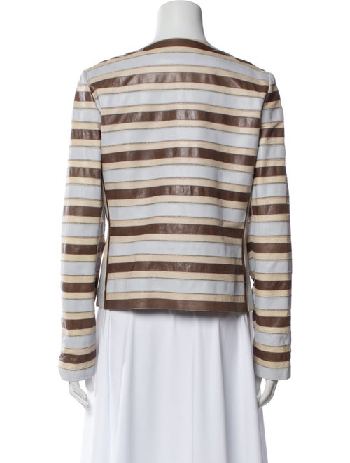 Lafayette 148 Leather Striped Evening Jacket