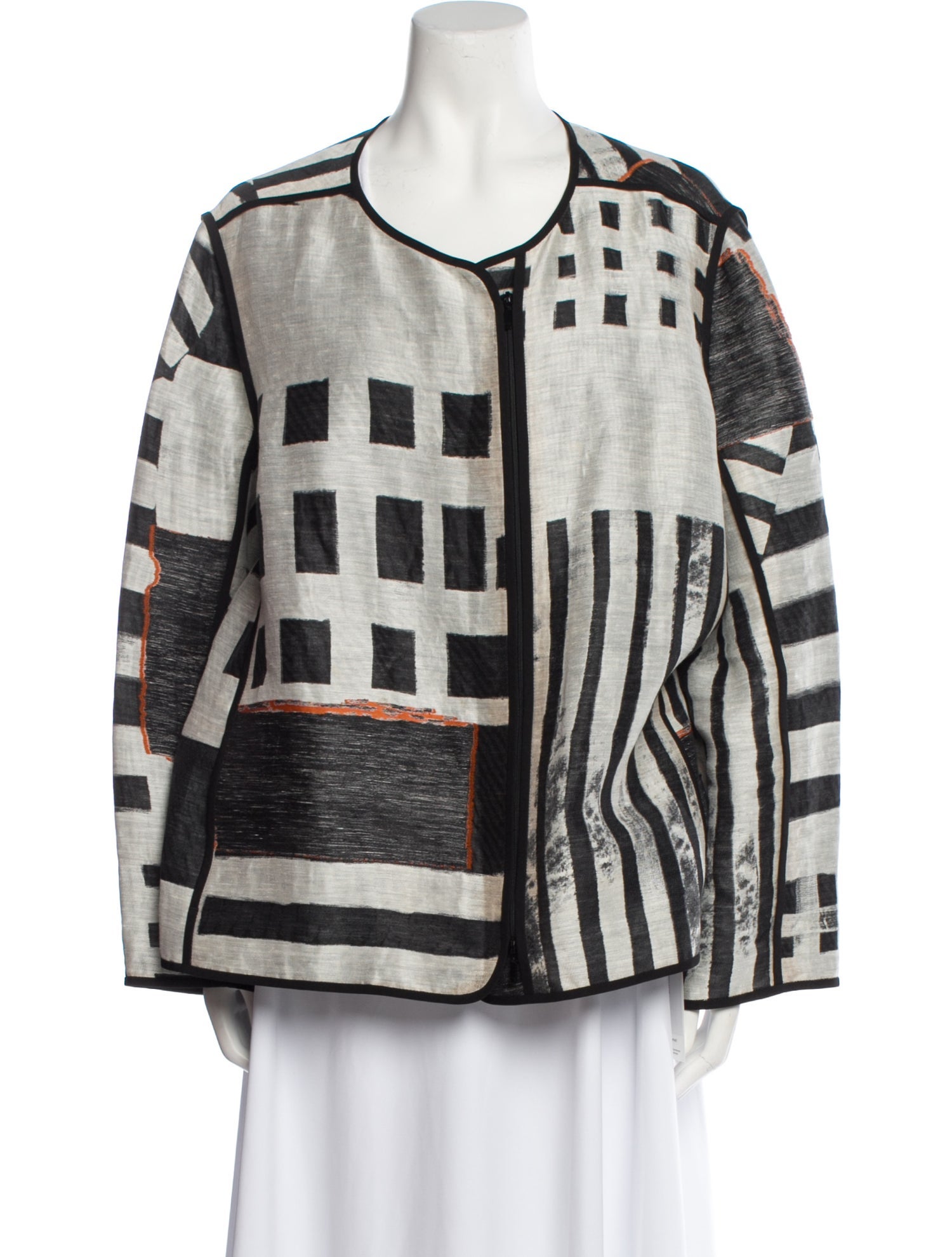 Lafayette 148 Linen Plaid Print Jacket