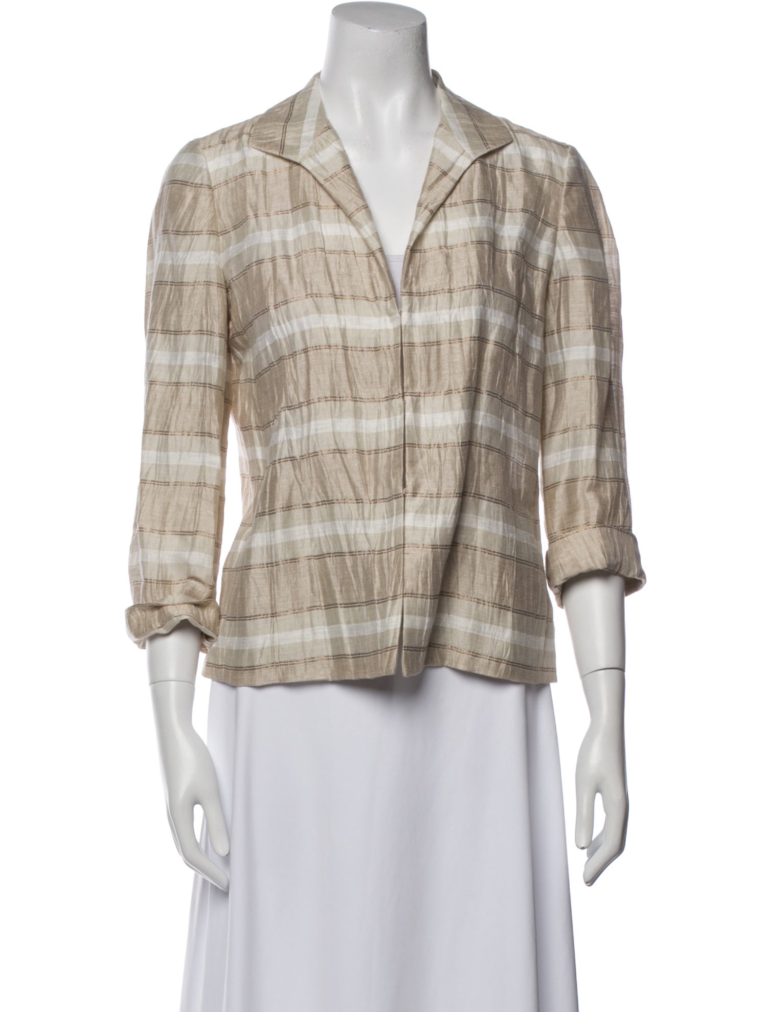 Lafayette 148 Linen Plaid Print Blazer