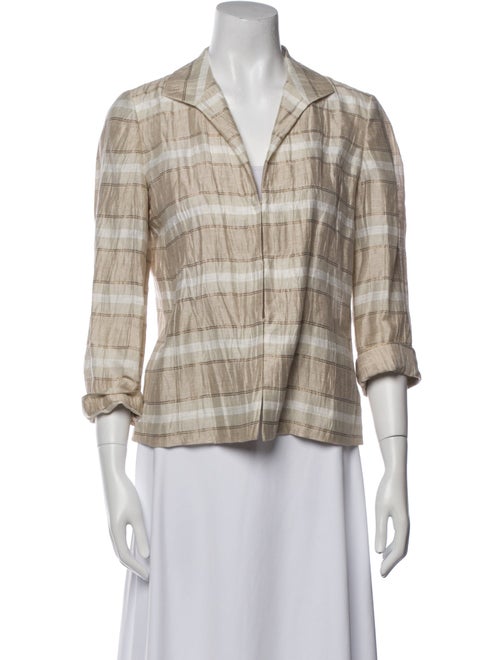 Lafayette 148 Linen Plaid Print Blazer