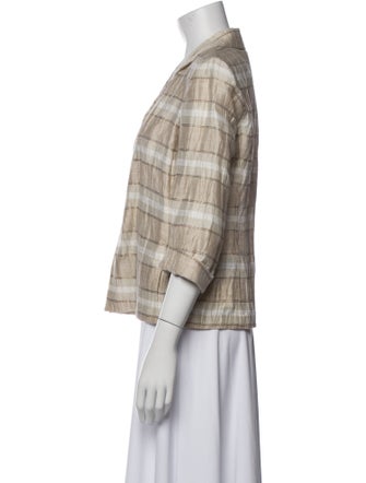 Lafayette 148 Linen Plaid Print Blazer