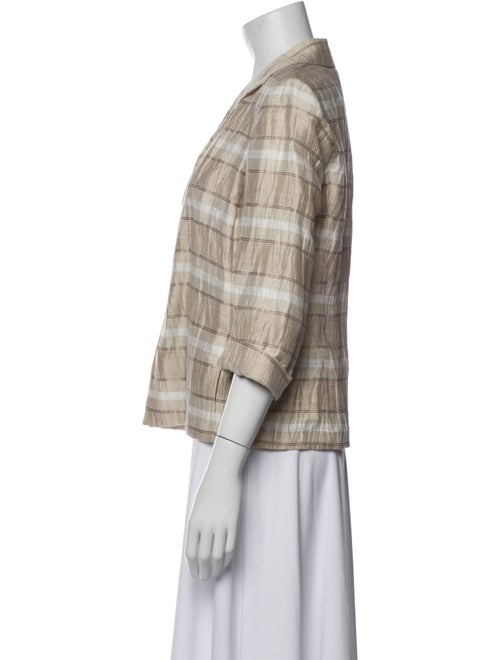 Lafayette 148 Linen Plaid Print Blazer