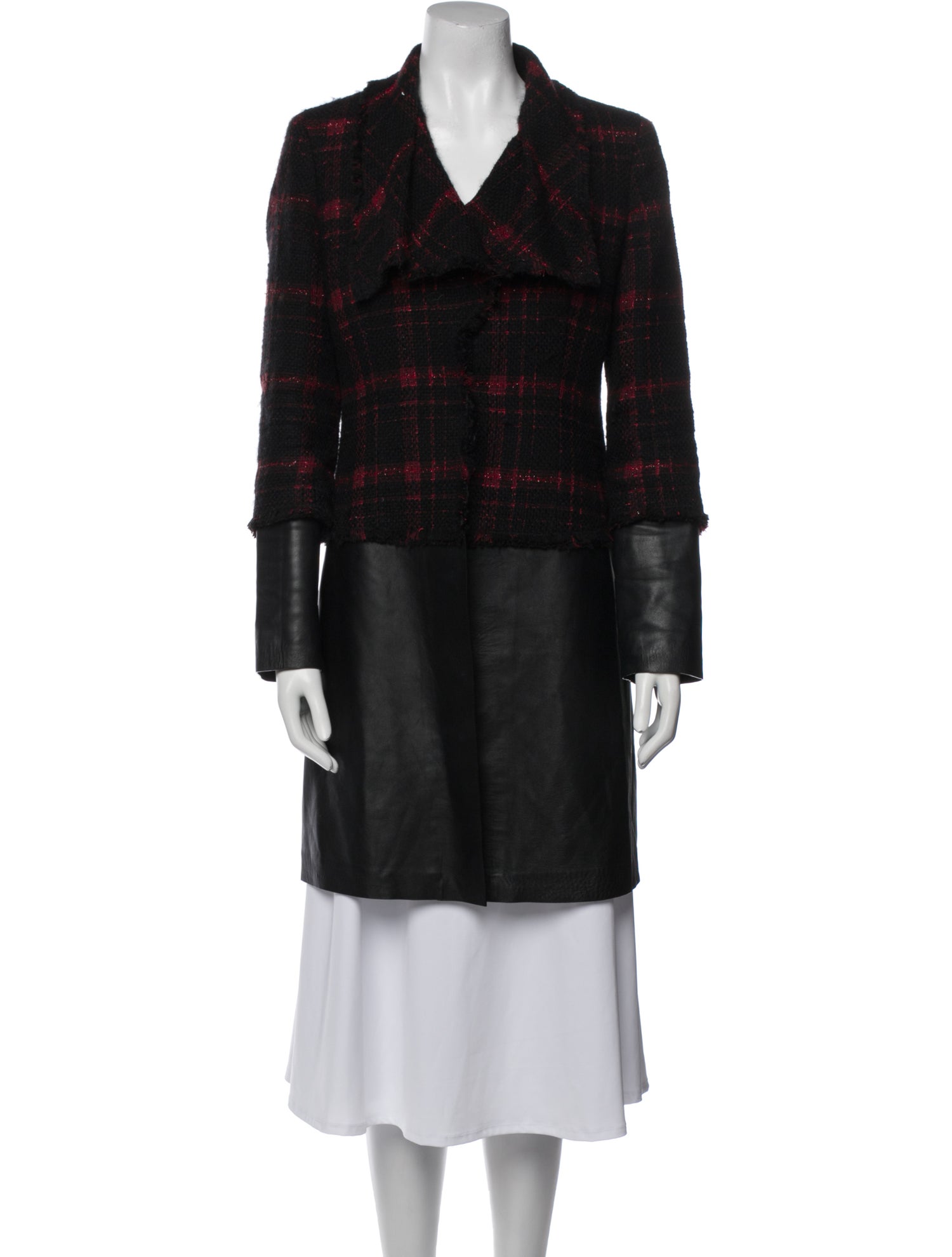 Lafayette 148 Wool Plaid Print Coat
