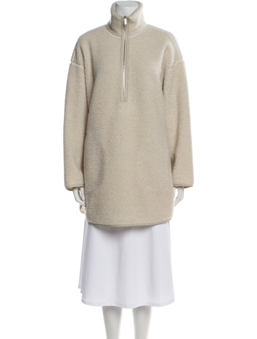 Lafayette 148 Cashmere Coat Neutrals Stand Collar… - image 1