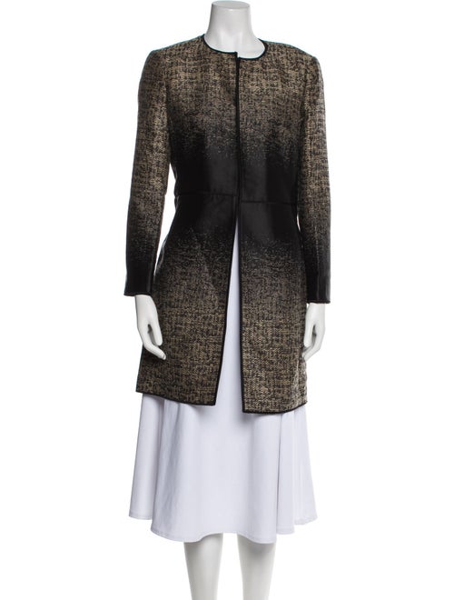 Lafayette 148 Linen Plaid Print Peacoat