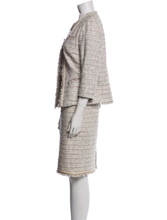 Lafayette 148 Tweed Pattern Fringe Trim Accent Skirt Set