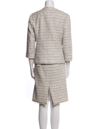 Lafayette 148 Tweed Pattern Fringe Trim Accent Skirt Set