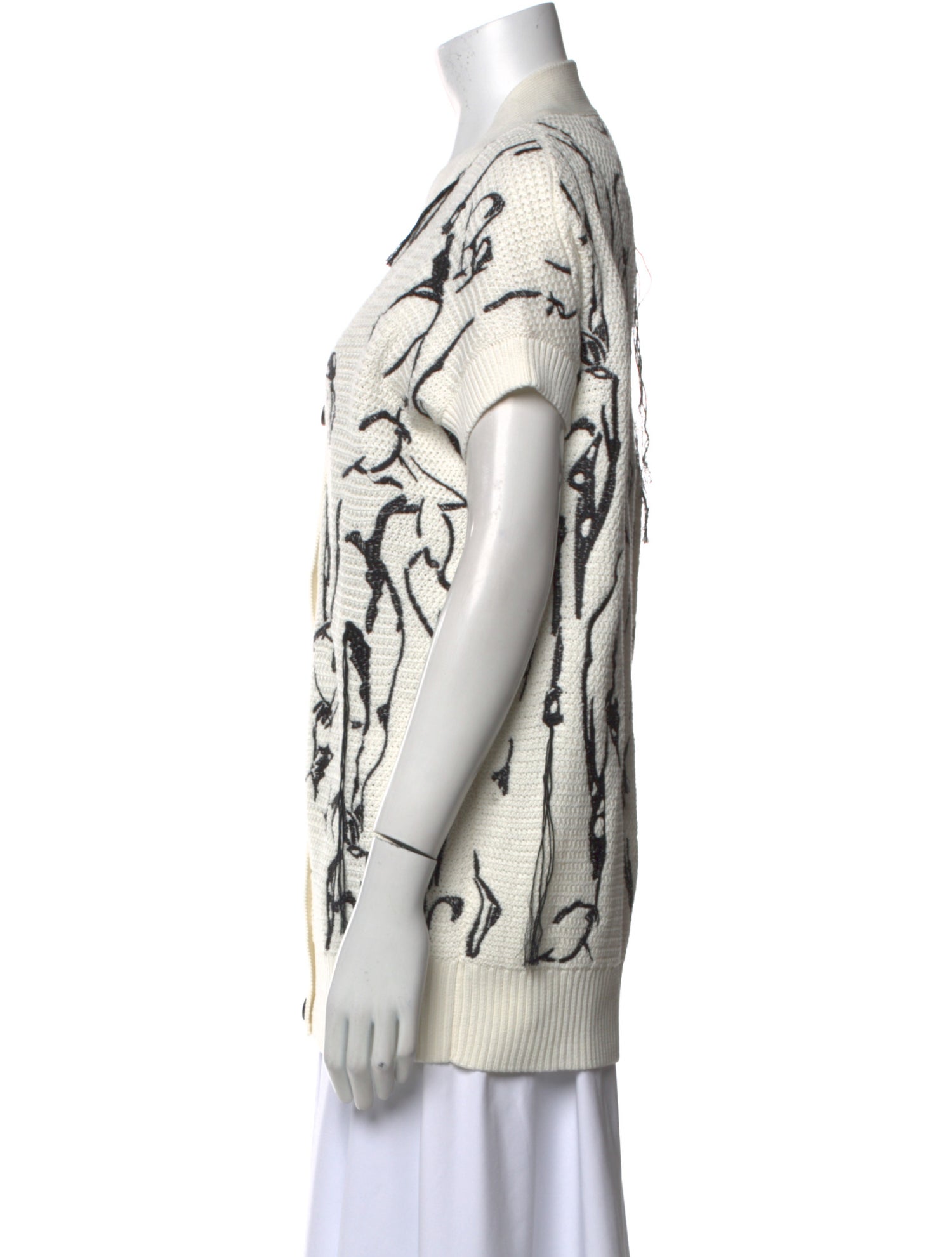 Lafayette 148 Printed V-Neck Sweater