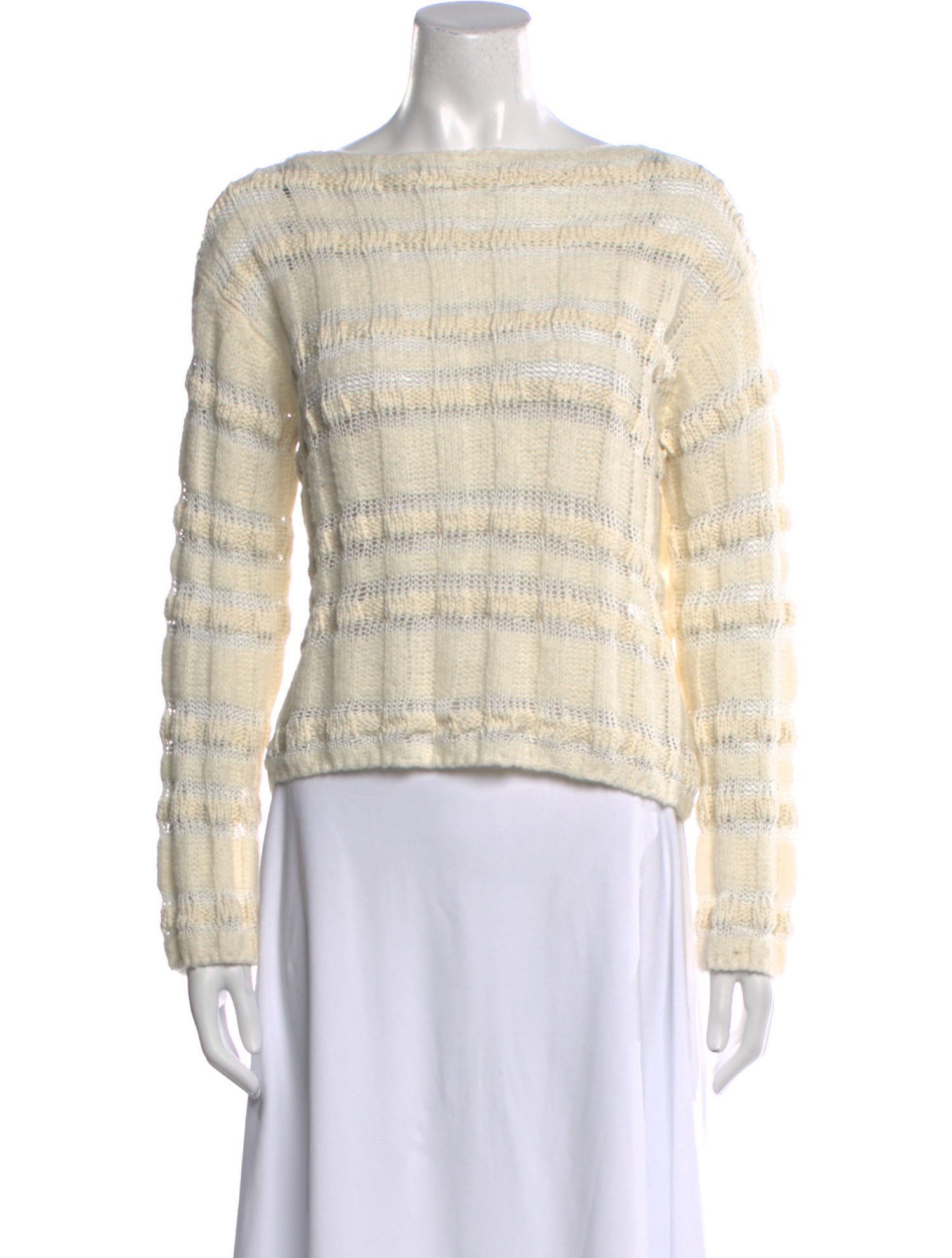 Lafayette 148 Striped Bateau Neckline Sweater