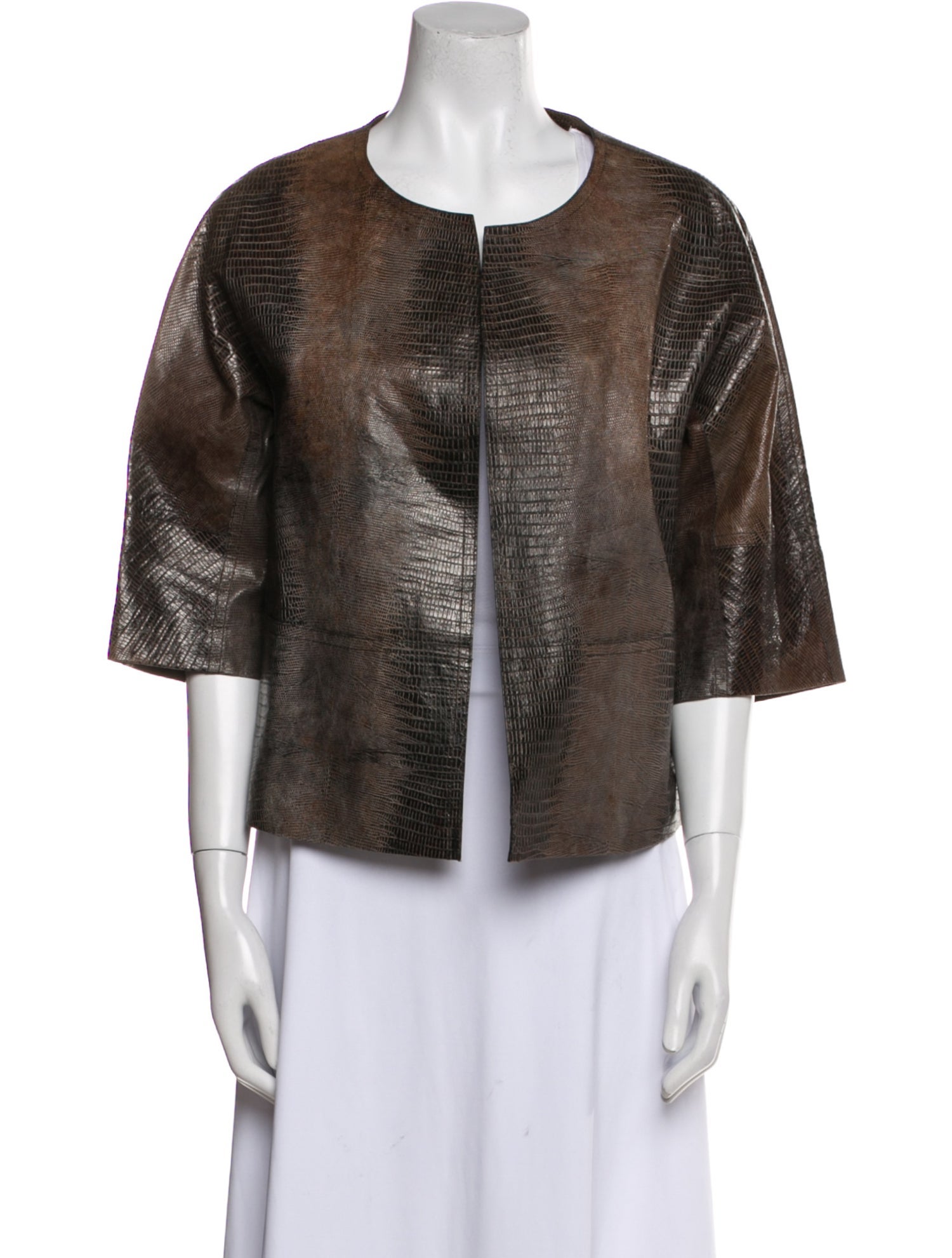 Lafayette 148 Leather Animal Print Faux Fur Jacket