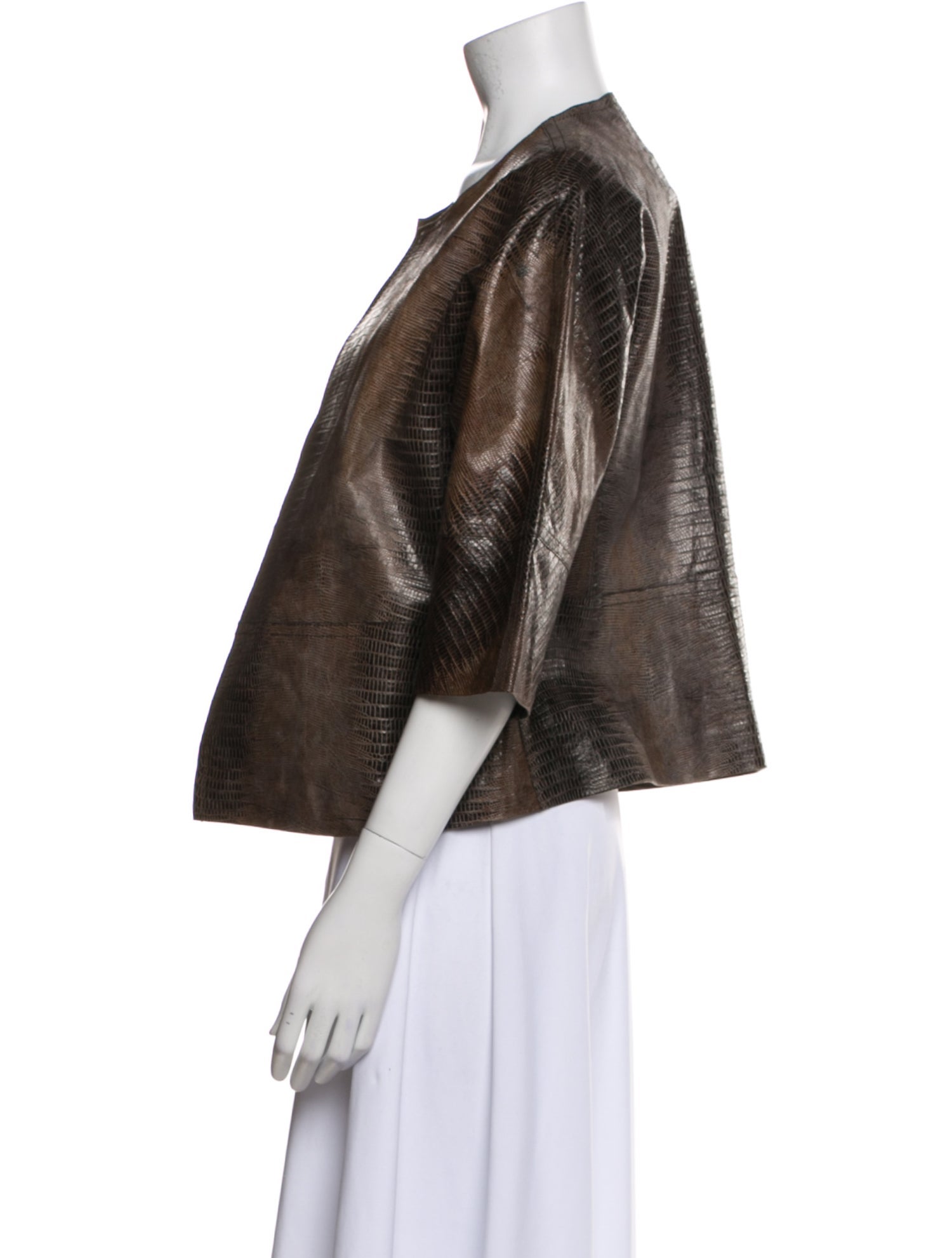 Lafayette 148 Leather Animal Print Faux Fur Jacket