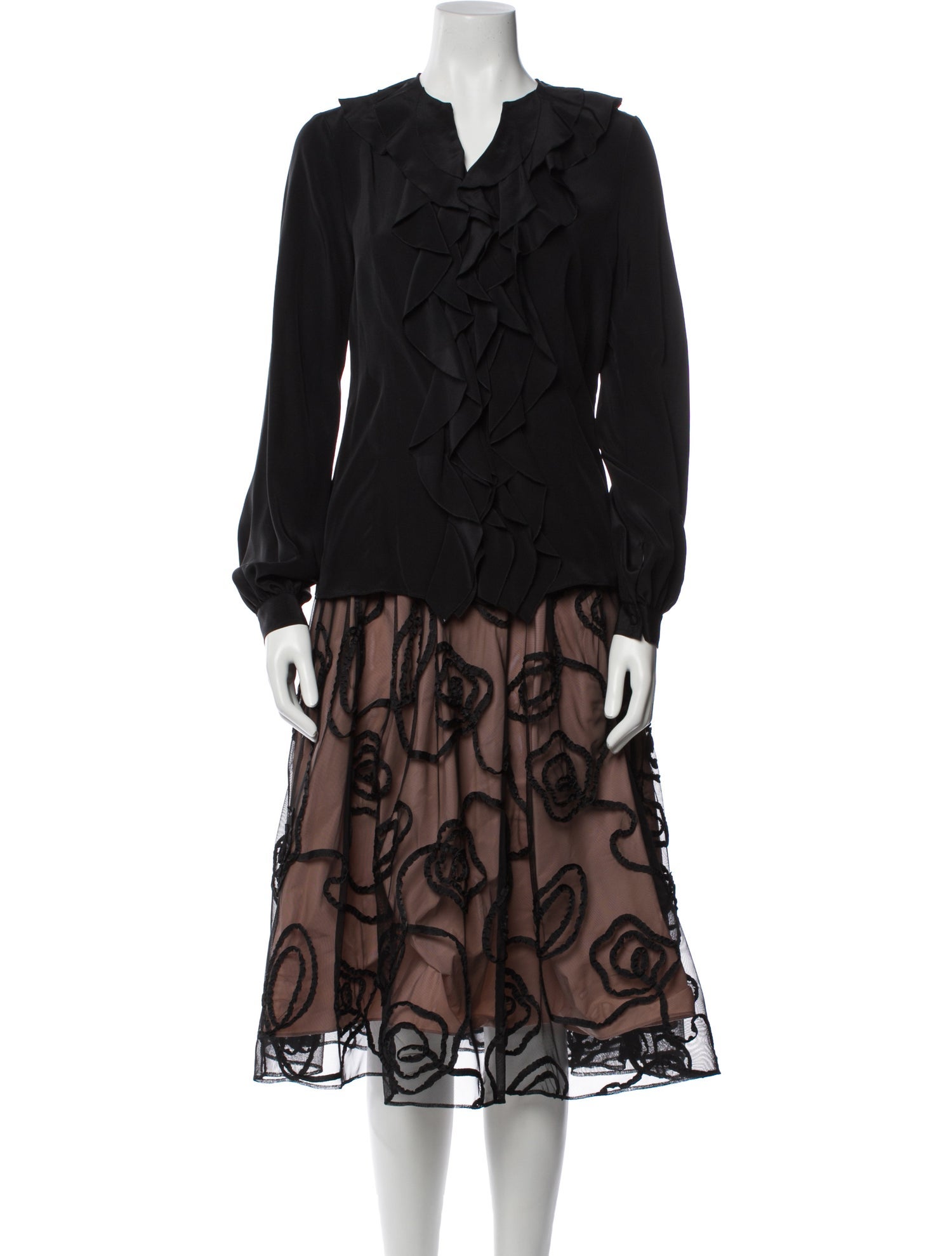 Lafayette 148 Silk Ruffle Embellishment Skirt Set