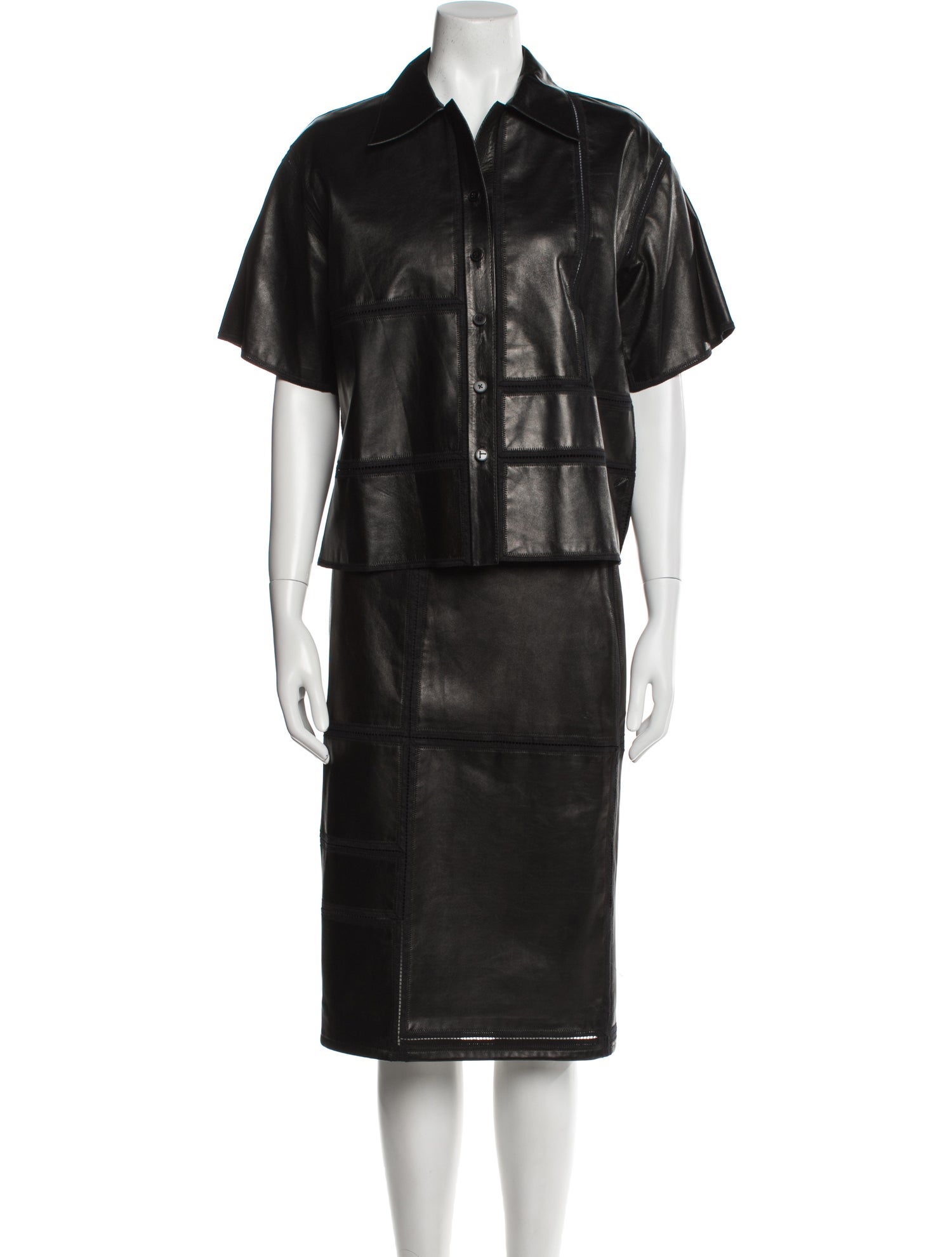 Lafayette 148 Lambskin Skirt Set