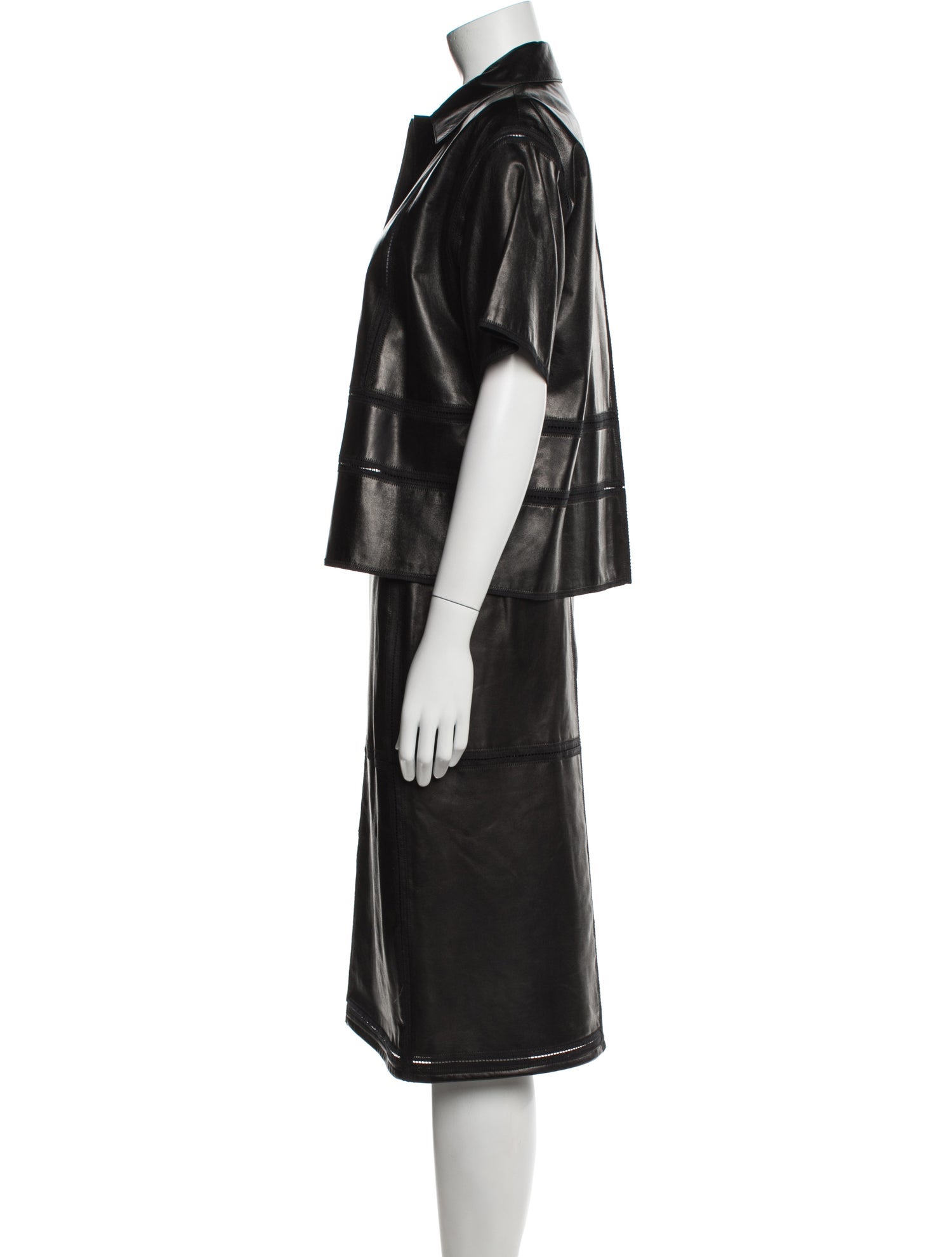 Lafayette 148 Lambskin Skirt Set