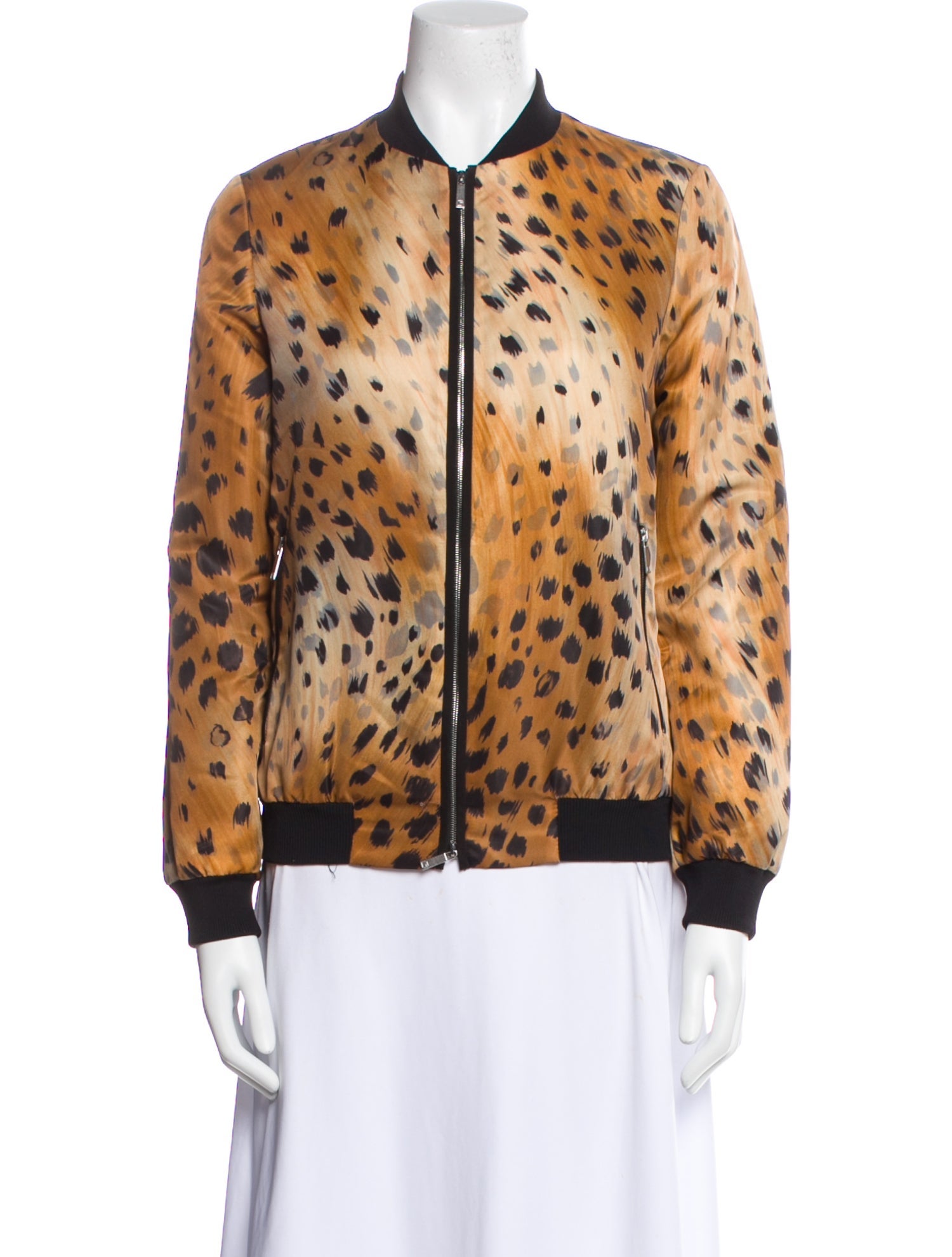 Lafayette 148 Animal Print Bomber Jacket