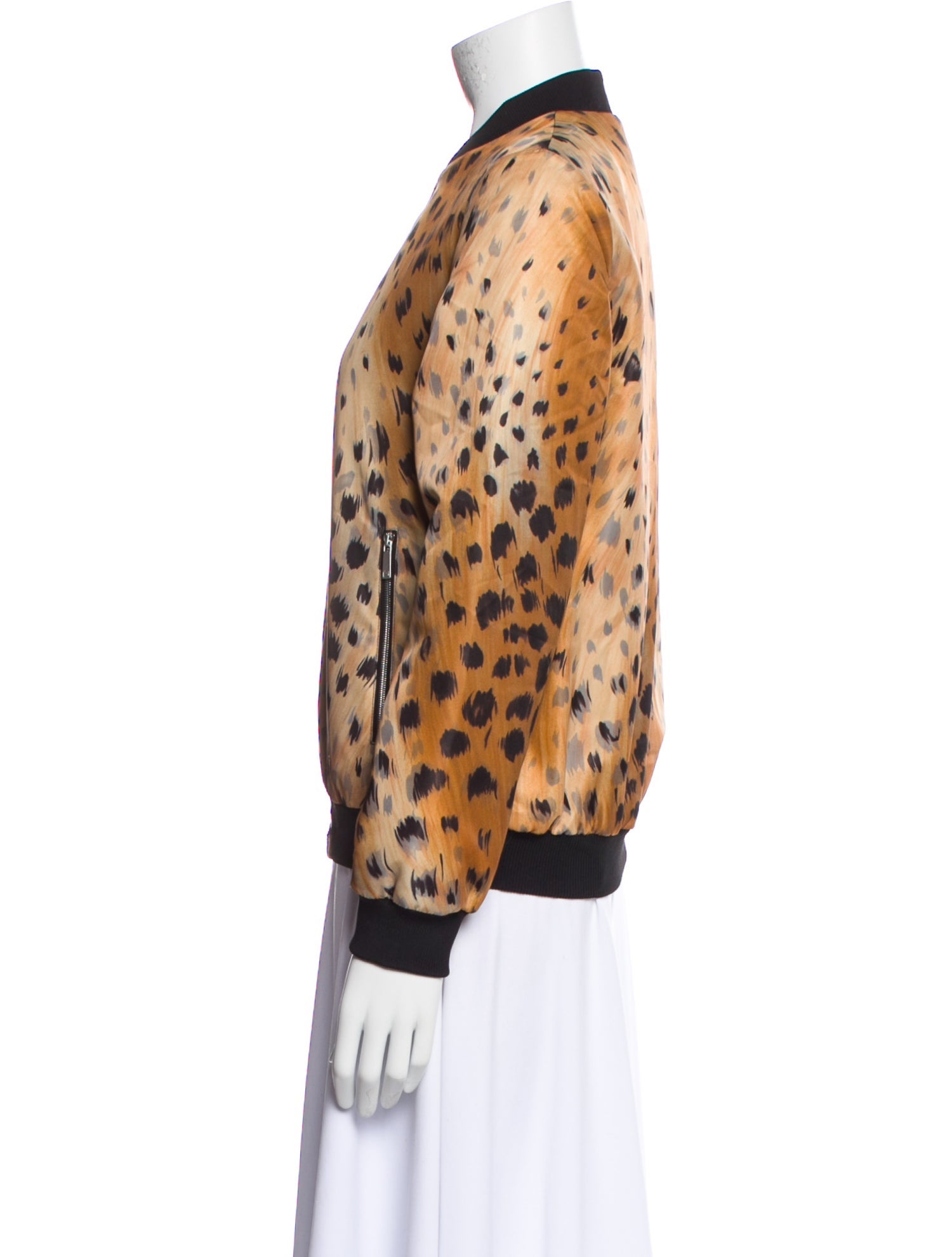 Lafayette 148 Animal Print Bomber Jacket
