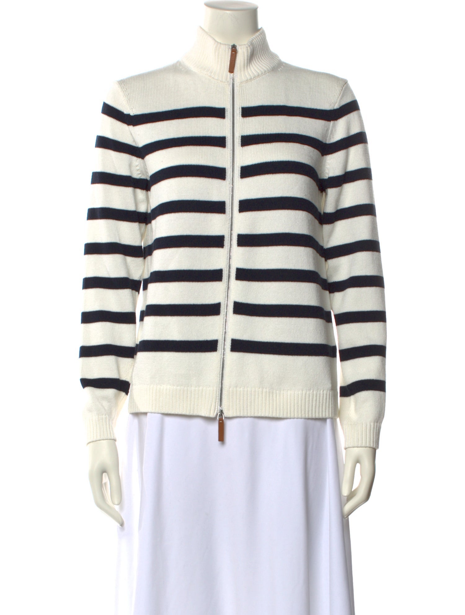 Lafayette 148 Striped Mock Neck Sweater