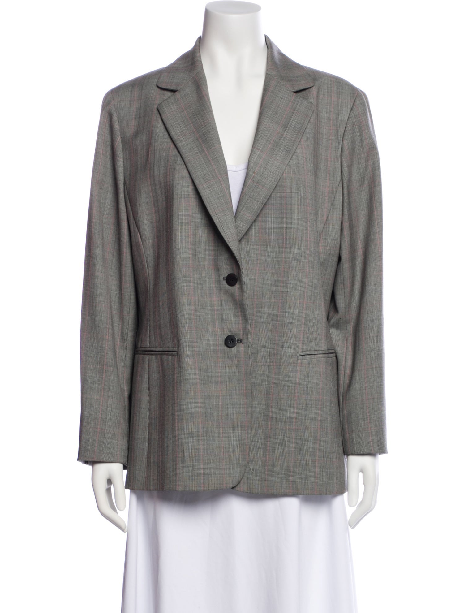 Lafayette 148 Wool Plaid Print Blazer