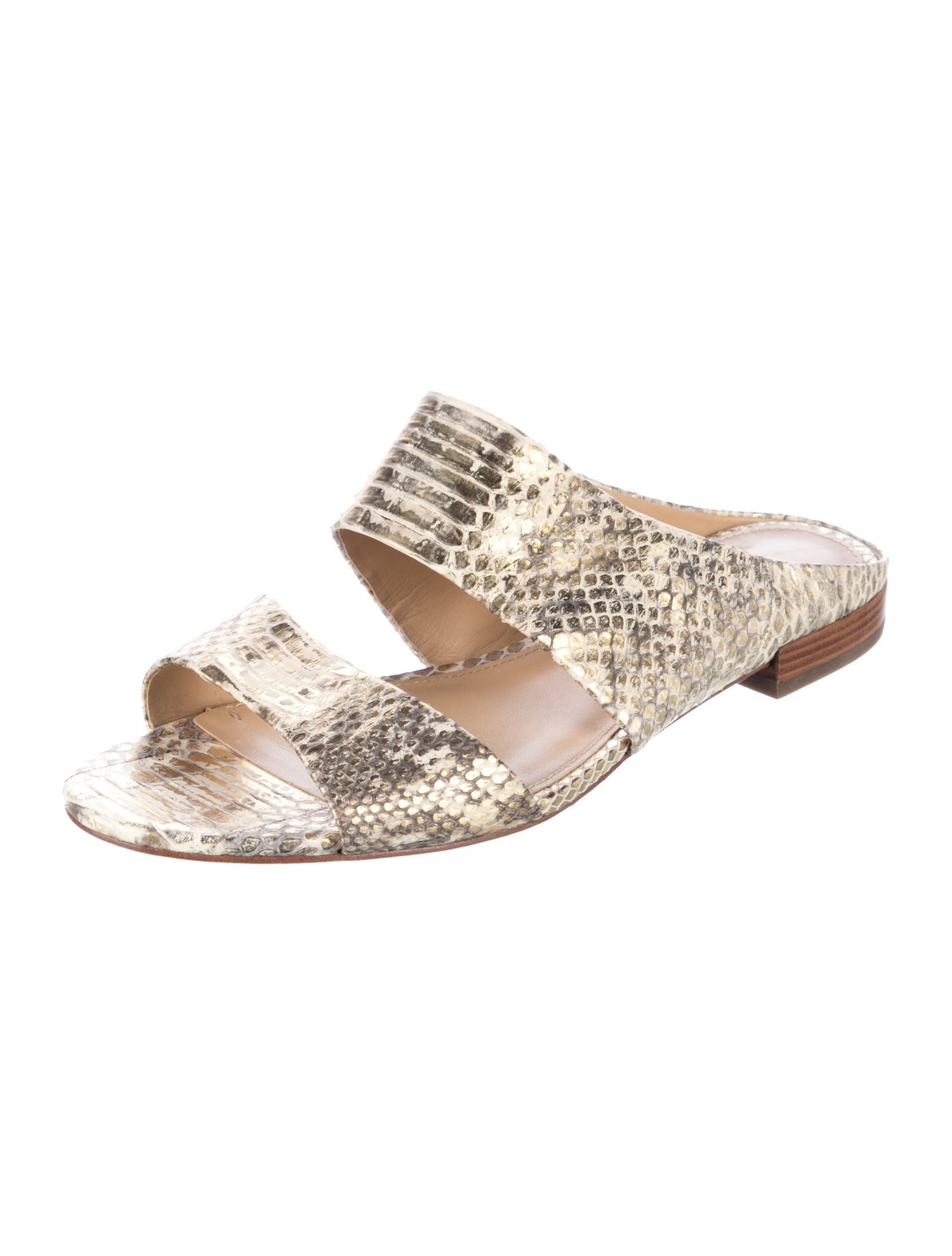 Lafayette 148 Leather Animal Print Slides