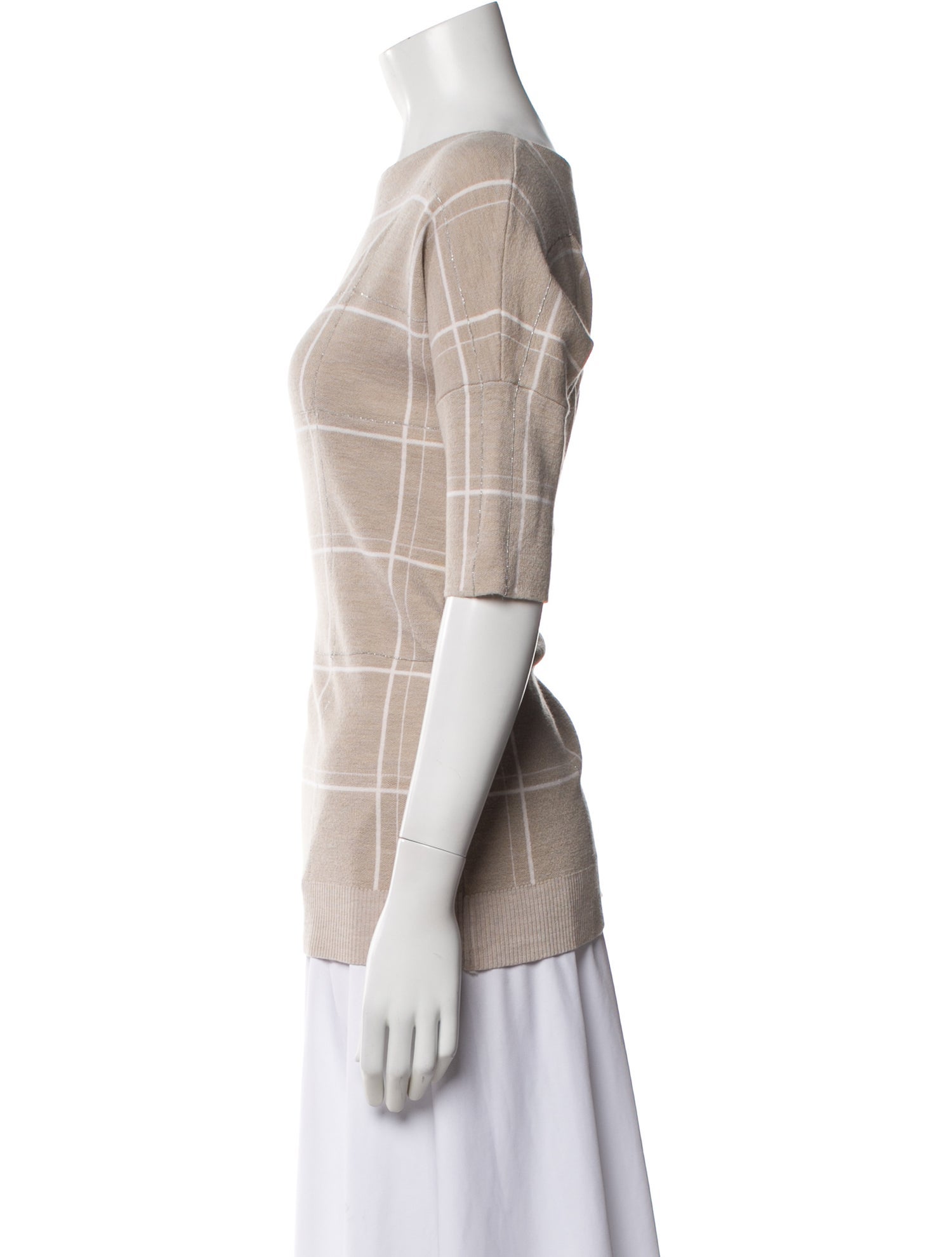 Lafayette 148 Wool Plaid Print Sweater