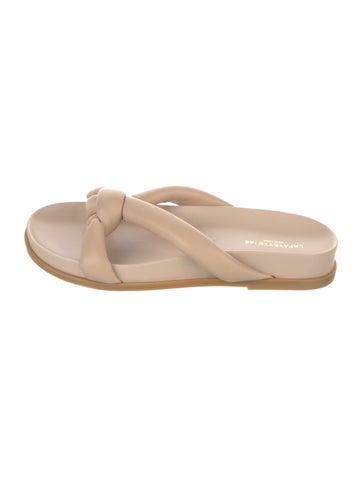 Pre-owned Lafayette 148 Leather Slides In Neutral
