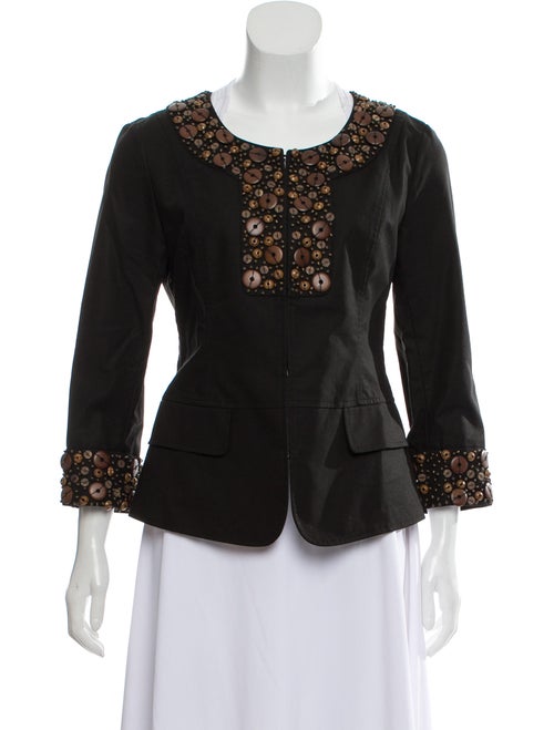 Lafayette 148 Bead-Accented Collarless Blazer w/ T