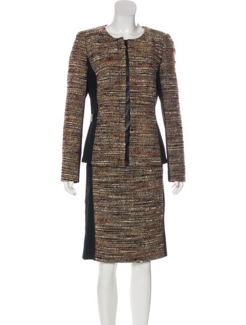 Lafayette 148 Tweed Pattern Skirt Set Brown