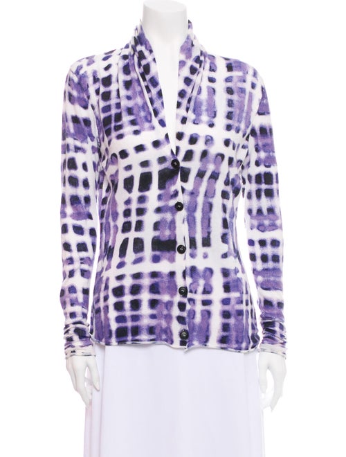 Lafayette 148 Tie-Dye Print V-Neck Sweater White
