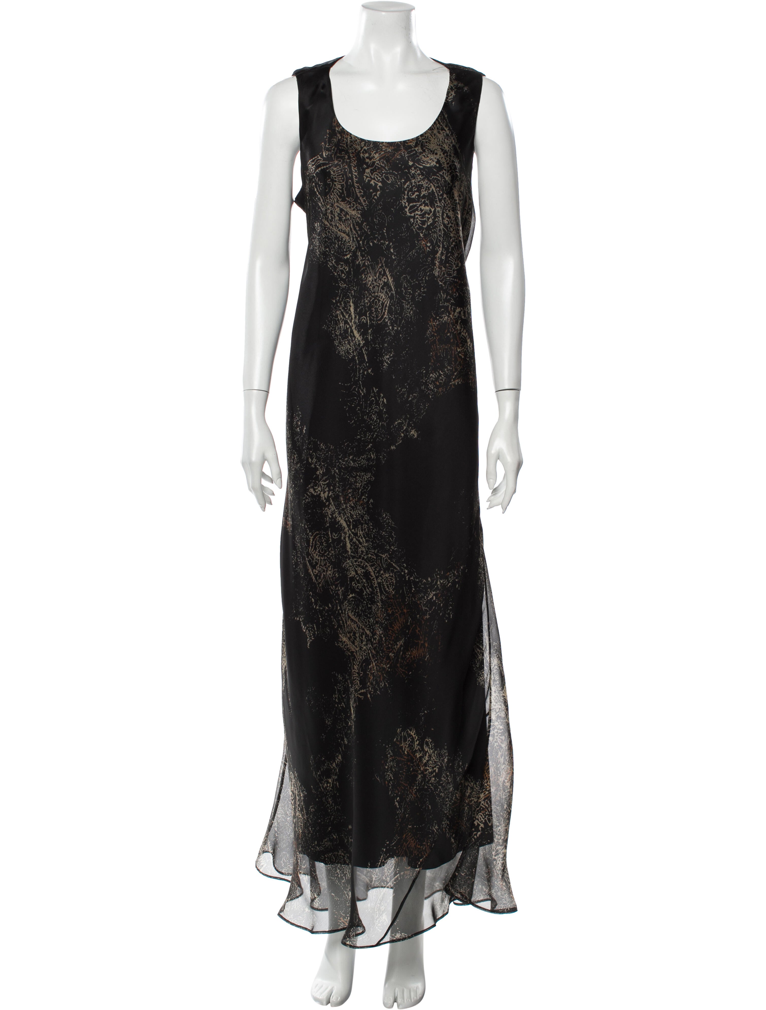 Lafayette 148 Printed Long Dress Black Dresses, Clothing WLFFY61556
