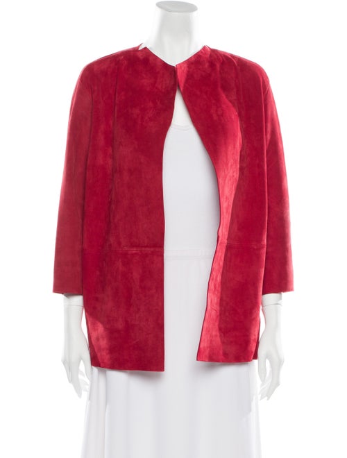Lafayette 148 Leather Faux Fur Jacket Red