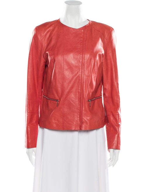 Lafayette 148 Leather Biker Jacket w/ Tags Red