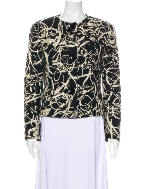 Lafayette 148 Collarless Printed Blazer Black