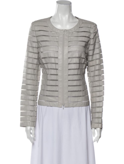 Lafayette 148 Leather Evening Jacket Grey