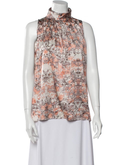 Lafayette 148 Silk Printed Blouse Orange