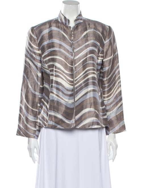Lafayette 148 Linen Striped Jacket Grey
