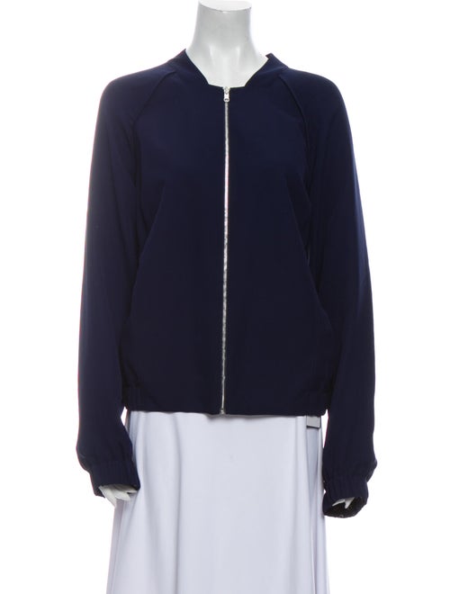 Lafayette 148 Reversible Silk Bomber Jacket Blue