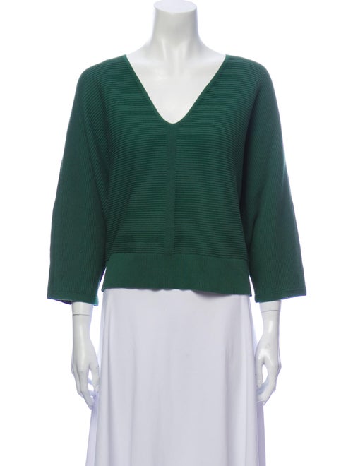 Lafayette 148 V-Neck Sweater Green