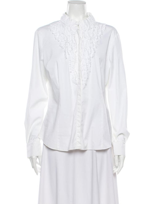 Lafayette 148 Long Sleeve Button-Up Top White